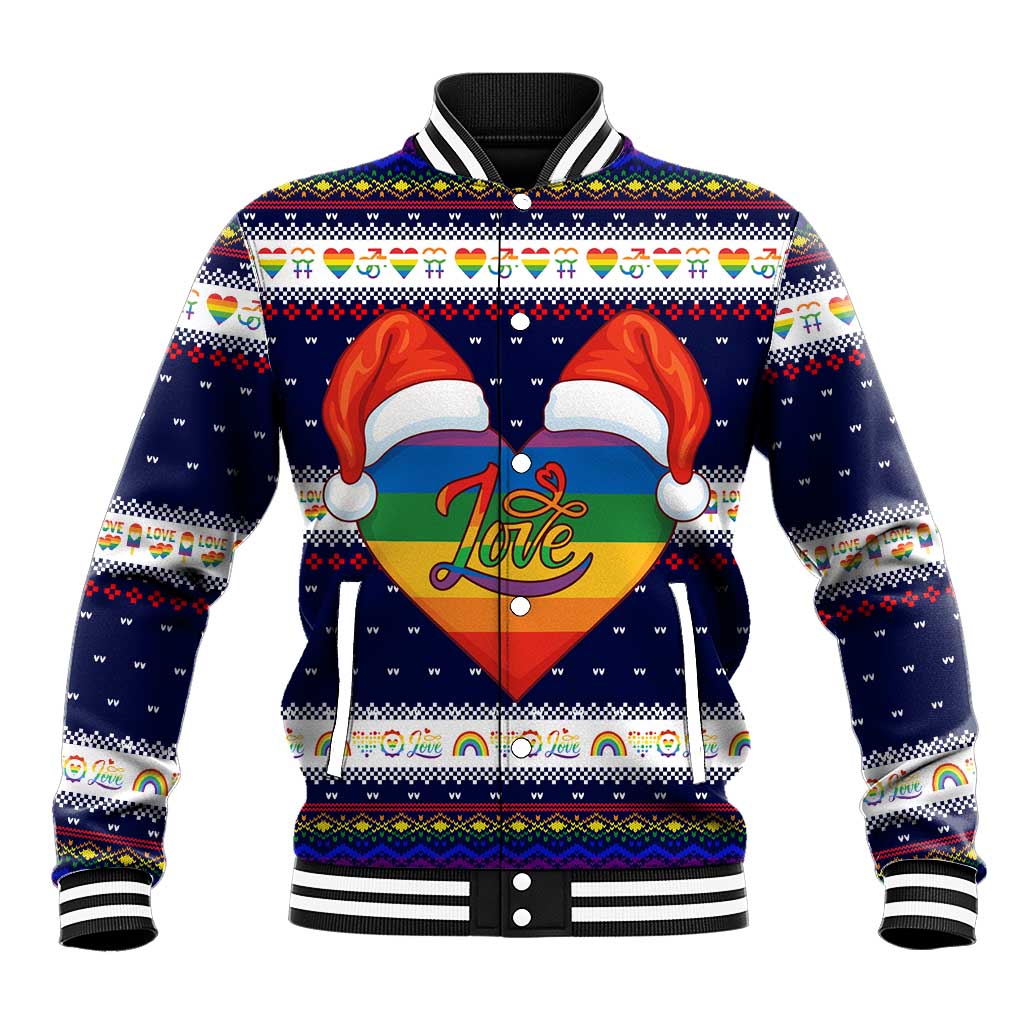 LGBT Heart Christmas Yall Christmas Baseball Jacket Xmas Holiday Patterns - Wonder Print Shop
