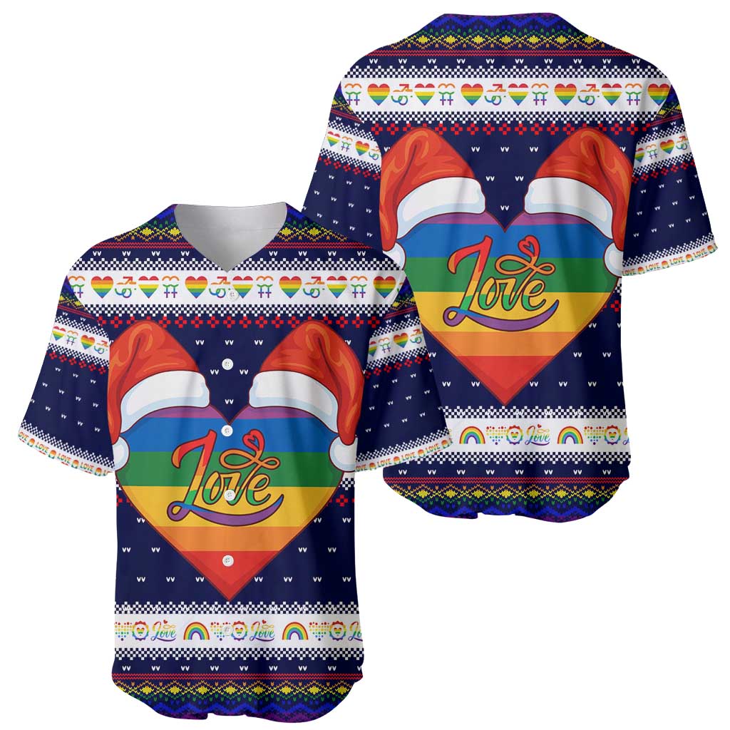 LGBT Heart Christmas Yall Christmas Baseball Jersey Xmas Holiday Patterns - Wonder Print Shop