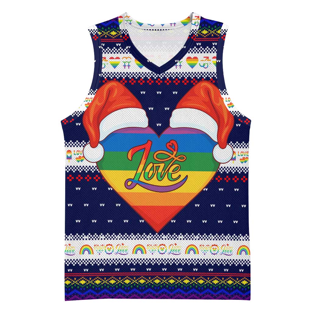 LGBT Heart Christmas Yall Christmas Basketball Jersey Xmas Holiday Patterns - Wonder Print Shop