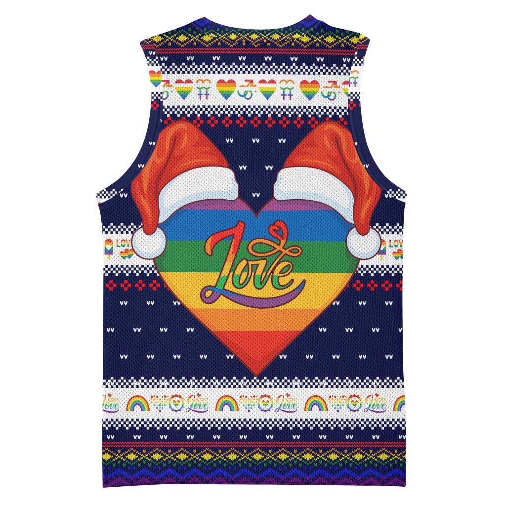 LGBT Heart Christmas Yall Christmas Basketball Jersey Xmas Holiday Patterns - Wonder Print Shop