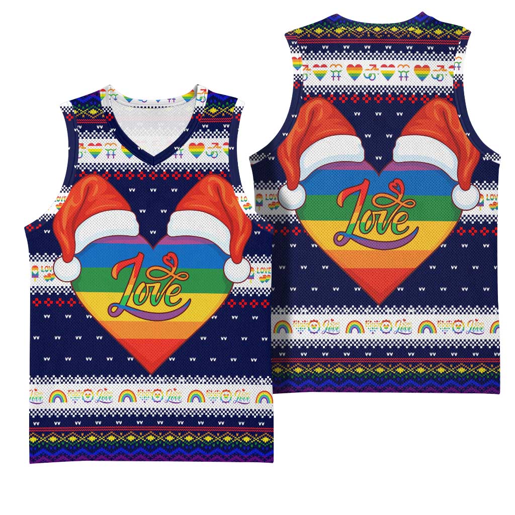 LGBT Heart Christmas Yall Christmas Basketball Jersey Xmas Holiday Patterns - Wonder Print Shop
