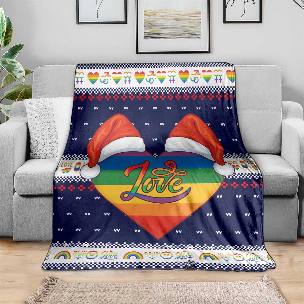 LGBT Heart Christmas Yall Christmas Blanket Xmas Holiday Patterns - Wonder Print Shop