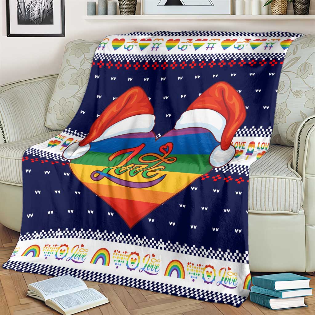LGBT Heart Christmas Yall Christmas Blanket Xmas Holiday Patterns - Wonder Print Shop