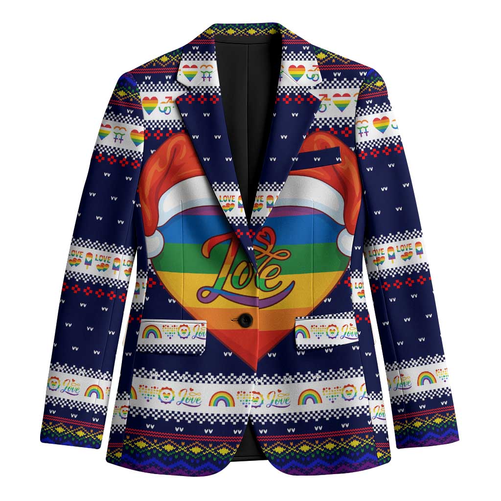 LGBT Heart Christmas Yall Christmas Blazer Xmas Holiday Patterns - Wonder Print Shop