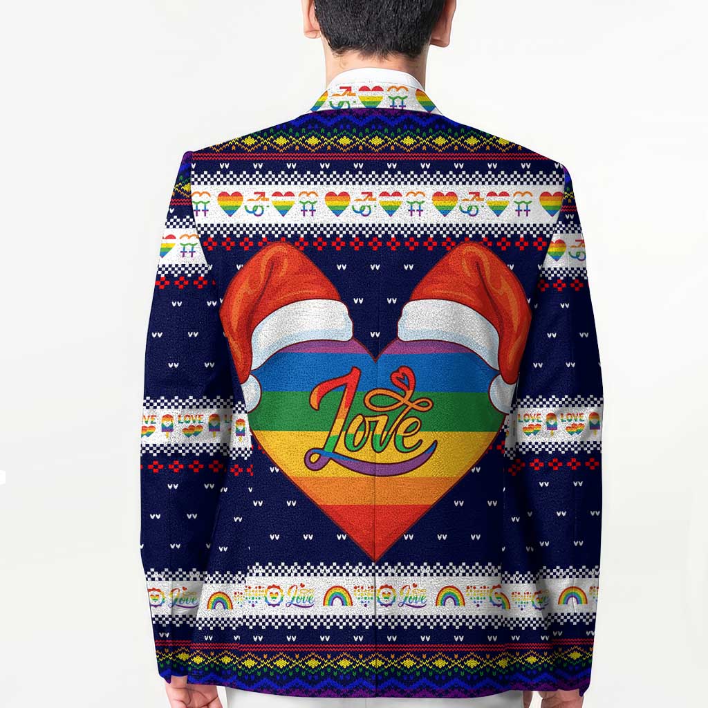 LGBT Heart Christmas Yall Christmas Blazer Xmas Holiday Patterns - Wonder Print Shop