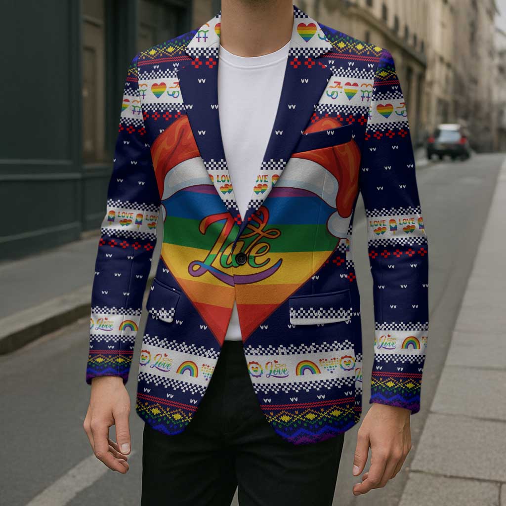 LGBT Heart Christmas Yall Christmas Blazer Xmas Holiday Patterns - Wonder Print Shop