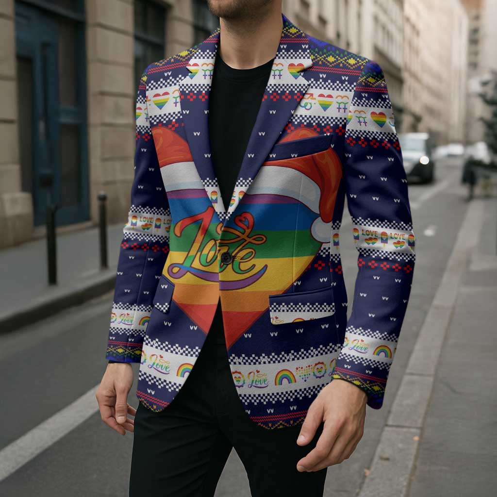LGBT Heart Christmas Yall Christmas Blazer Xmas Holiday Patterns - Wonder Print Shop