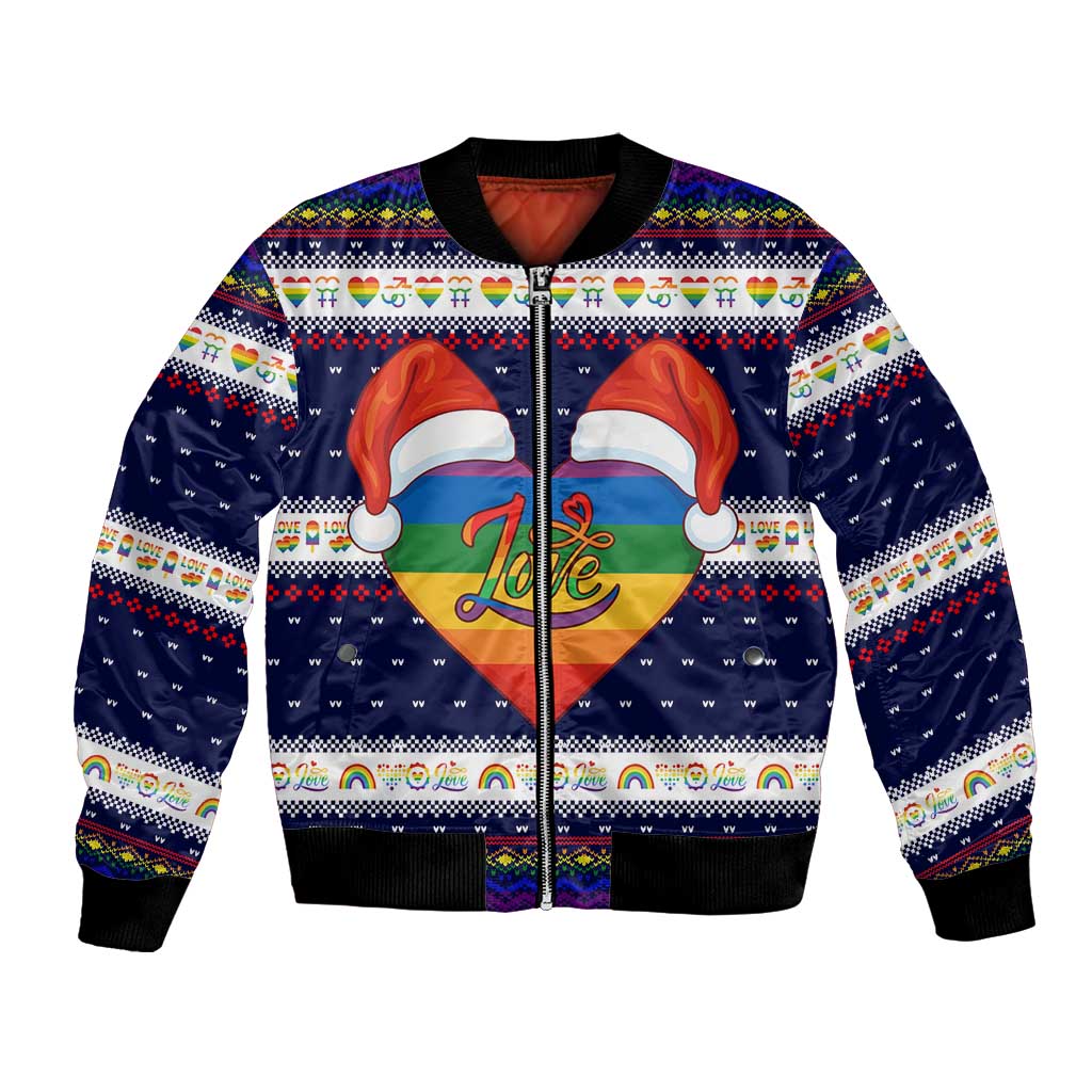 LGBT Heart Christmas Yall Christmas Bomber Jacket Xmas Holiday Patterns - Wonder Print Shop