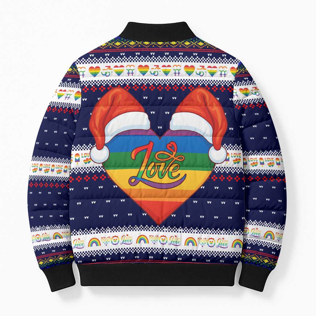 LGBT Heart Christmas Yall Christmas Bomber Puffer Jacket Xmas Holiday Patterns - Wonder Print Shop
