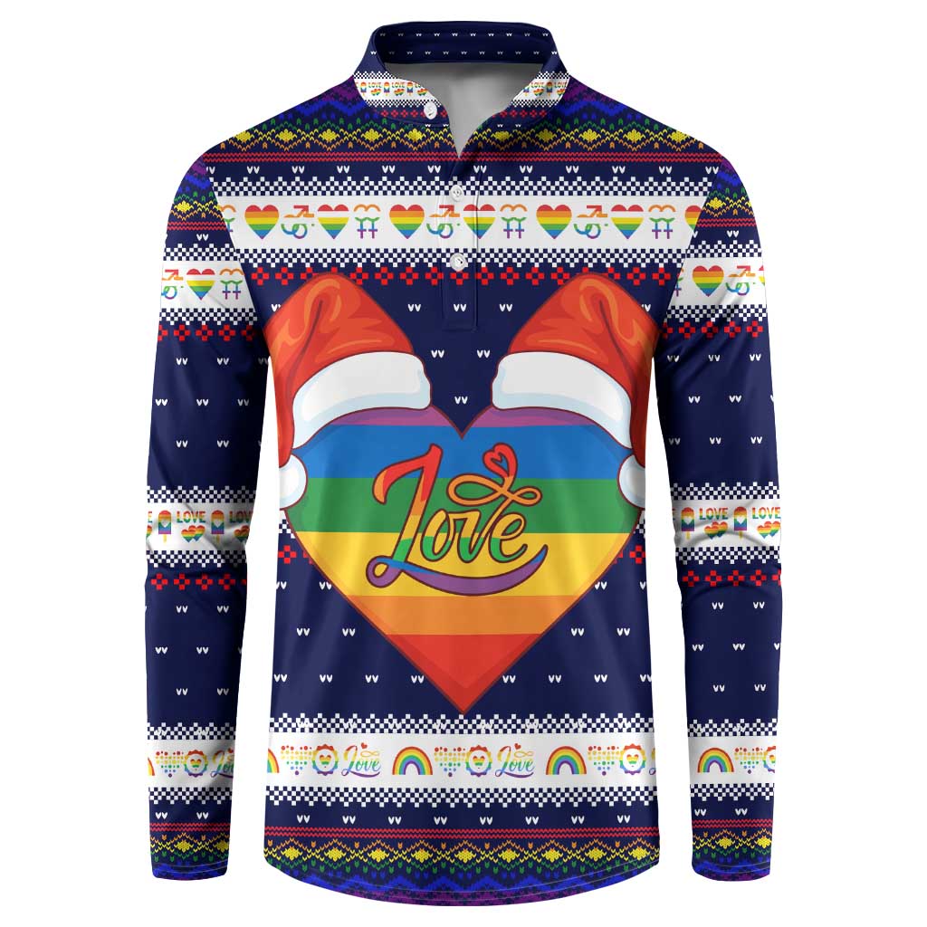 LGBT Heart Christmas Yall Christmas Button Sweatshirt Xmas Holiday Patterns - Wonder Print Shop