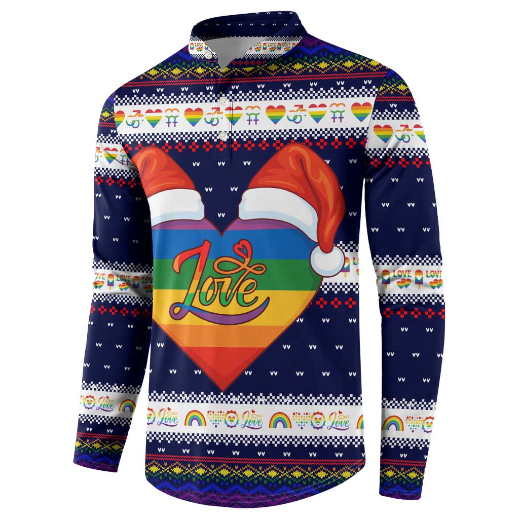 LGBT Heart Christmas Yall Christmas Button Sweatshirt Xmas Holiday Patterns - Wonder Print Shop