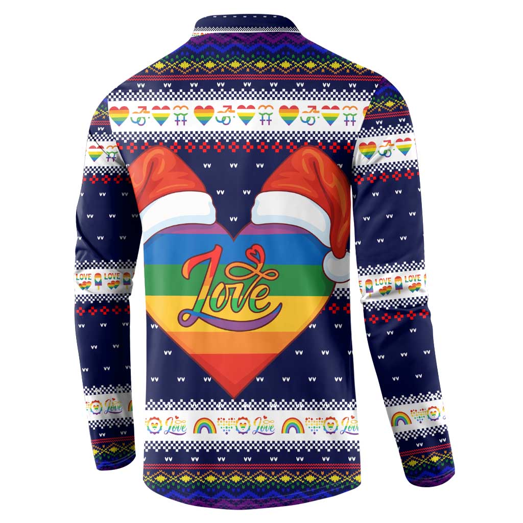 LGBT Heart Christmas Yall Christmas Button Sweatshirt Xmas Holiday Patterns - Wonder Print Shop