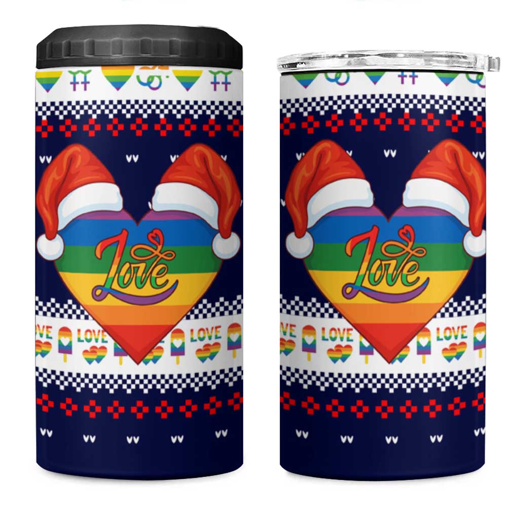 LGBT Heart Christmas Yall Christmas 4 in 1 Can Cooler Tumbler Xmas Holiday Patterns - Wonder Print Shop