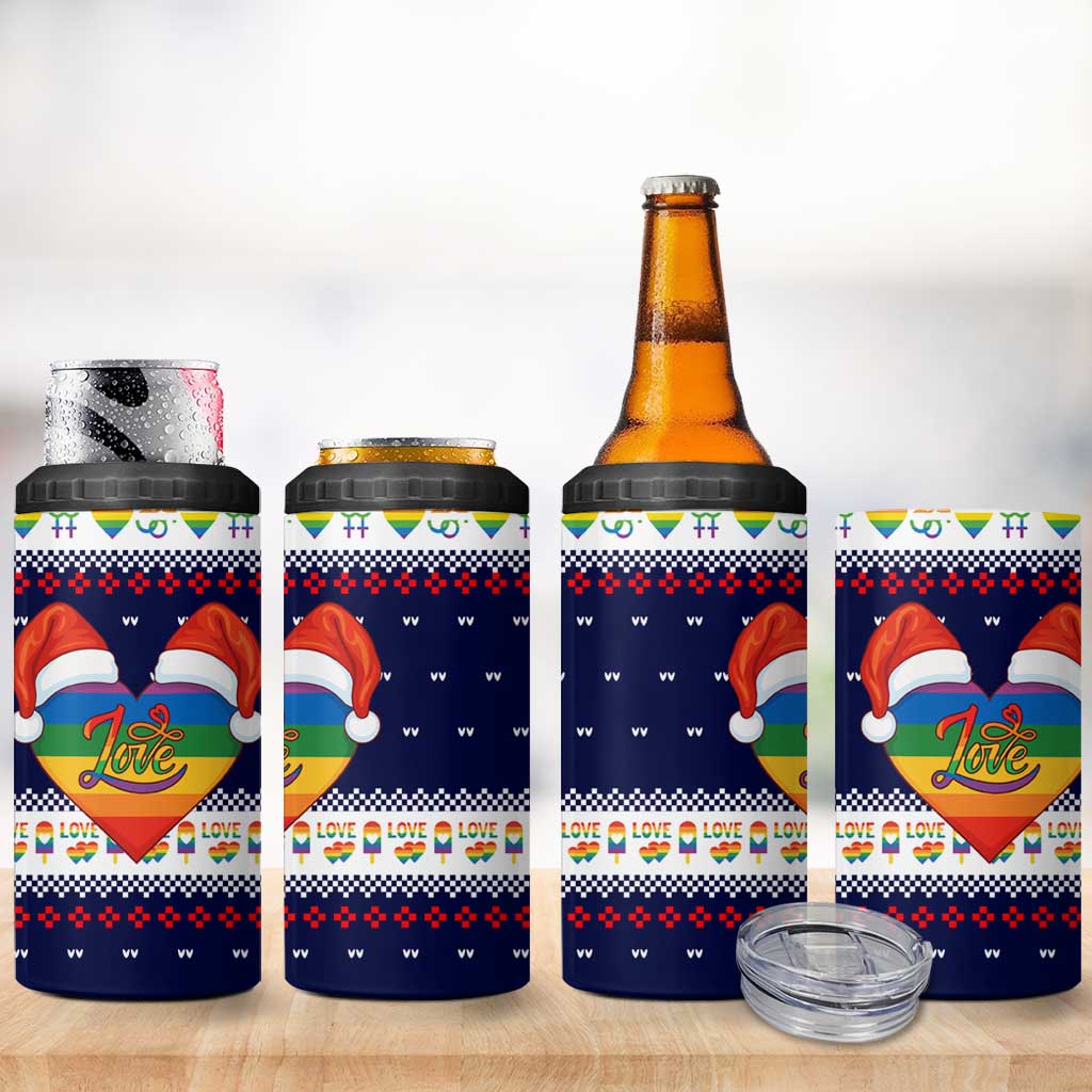LGBT Heart Christmas Yall Christmas 4 in 1 Can Cooler Tumbler Xmas Holiday Patterns - Wonder Print Shop