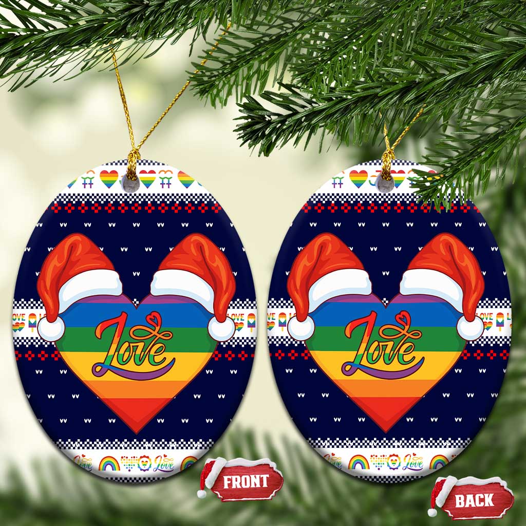 LGBT Heart Christmas Yall Christmas Ceramic Ornament Xmas Holiday Patterns - Wonder Print Shop
