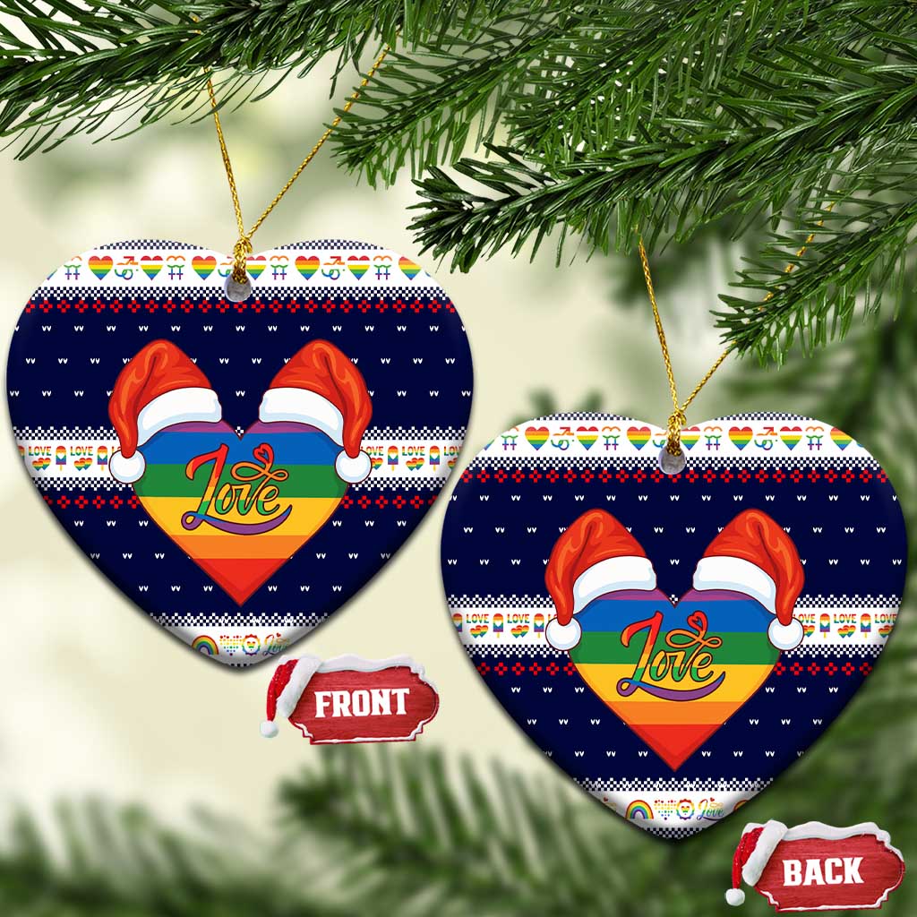 LGBT Heart Christmas Yall Christmas Ceramic Ornament Xmas Holiday Patterns - Wonder Print Shop