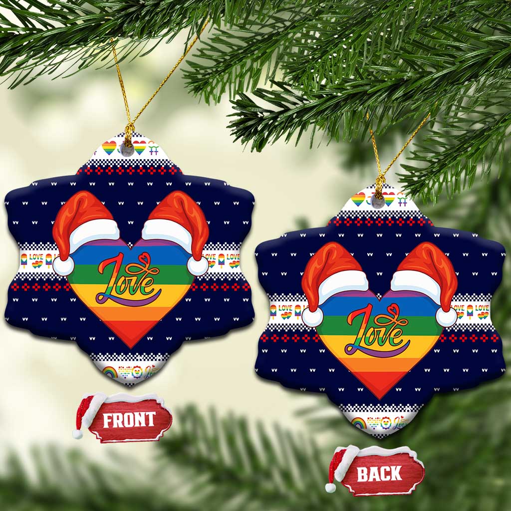 LGBT Heart Christmas Yall Christmas Ceramic Ornament Xmas Holiday Patterns - Wonder Print Shop