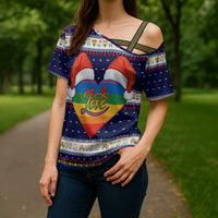 LGBT Heart Christmas Yall Christmas Cross Shoulder Shirt Xmas Holiday Patterns - Wonder Print Shop