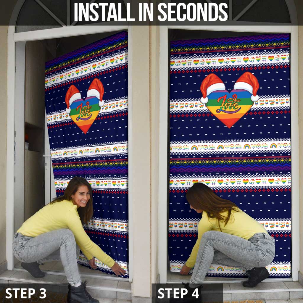 LGBT Heart Christmas Yall Christmas Door Cover Xmas Holiday Patterns - Wonder Print Shop