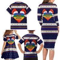 LGBT Heart Christmas Yall Christmas Family Matching Long Sleeve Bodycon Dress and Hawaiian Shirt Xmas Holiday Patterns - Wonder Print Shop
