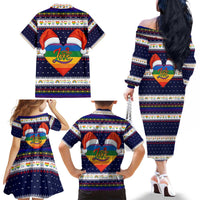 LGBT Heart Christmas Yall Christmas Family Matching Off The Shoulder Long Sleeve Dress and Hawaiian Shirt Xmas Holiday Patterns - Wonder Print Shop