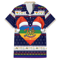 LGBT Heart Christmas Yall Christmas Family Matching Off The Shoulder Long Sleeve Dress and Hawaiian Shirt Xmas Holiday Patterns - Wonder Print Shop