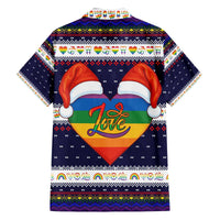 LGBT Heart Christmas Yall Christmas Family Matching Off The Shoulder Long Sleeve Dress and Hawaiian Shirt Xmas Holiday Patterns - Wonder Print Shop