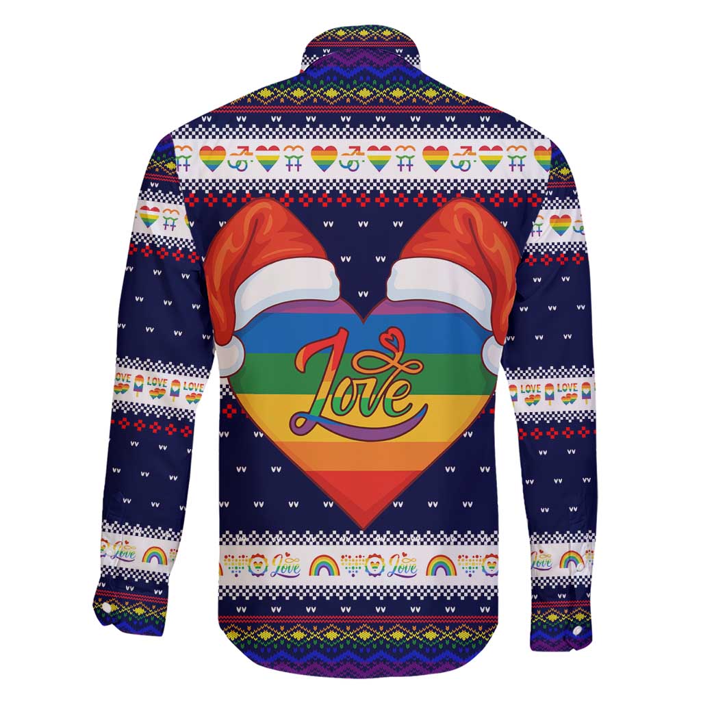 LGBT Heart Christmas Yall Christmas Family Matching Short Sleeve Bodycon Dress and Hawaiian Shirt Xmas Holiday Patterns - Wonder Print Shop