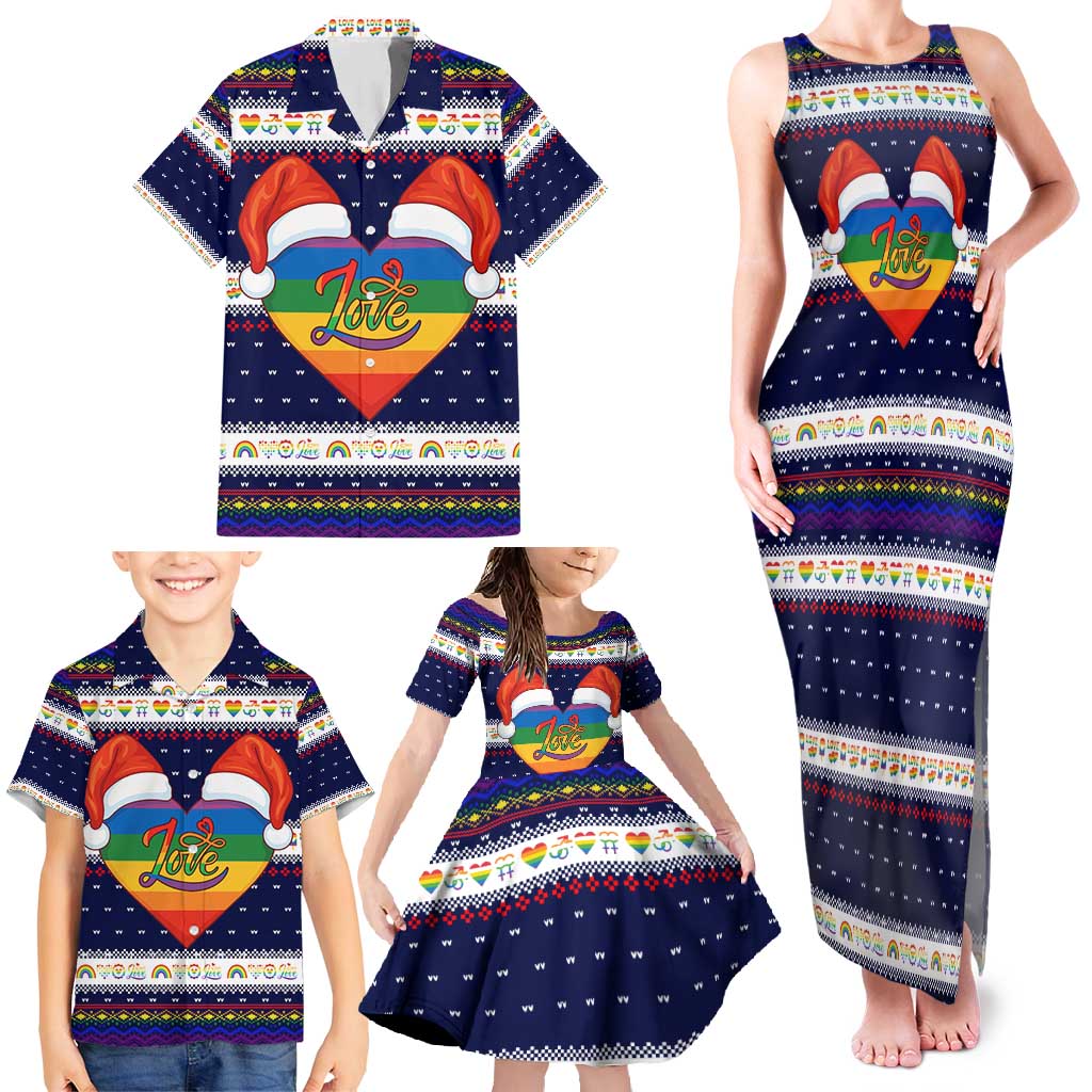 LGBT Heart Christmas Yall Christmas Family Matching Tank Maxi Dress and Hawaiian Shirt Xmas Holiday Patterns - Wonder Print Shop