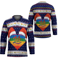 LGBT Heart Christmas Yall Christmas Hockey Jersey Xmas Holiday Patterns - Wonder Print Shop
