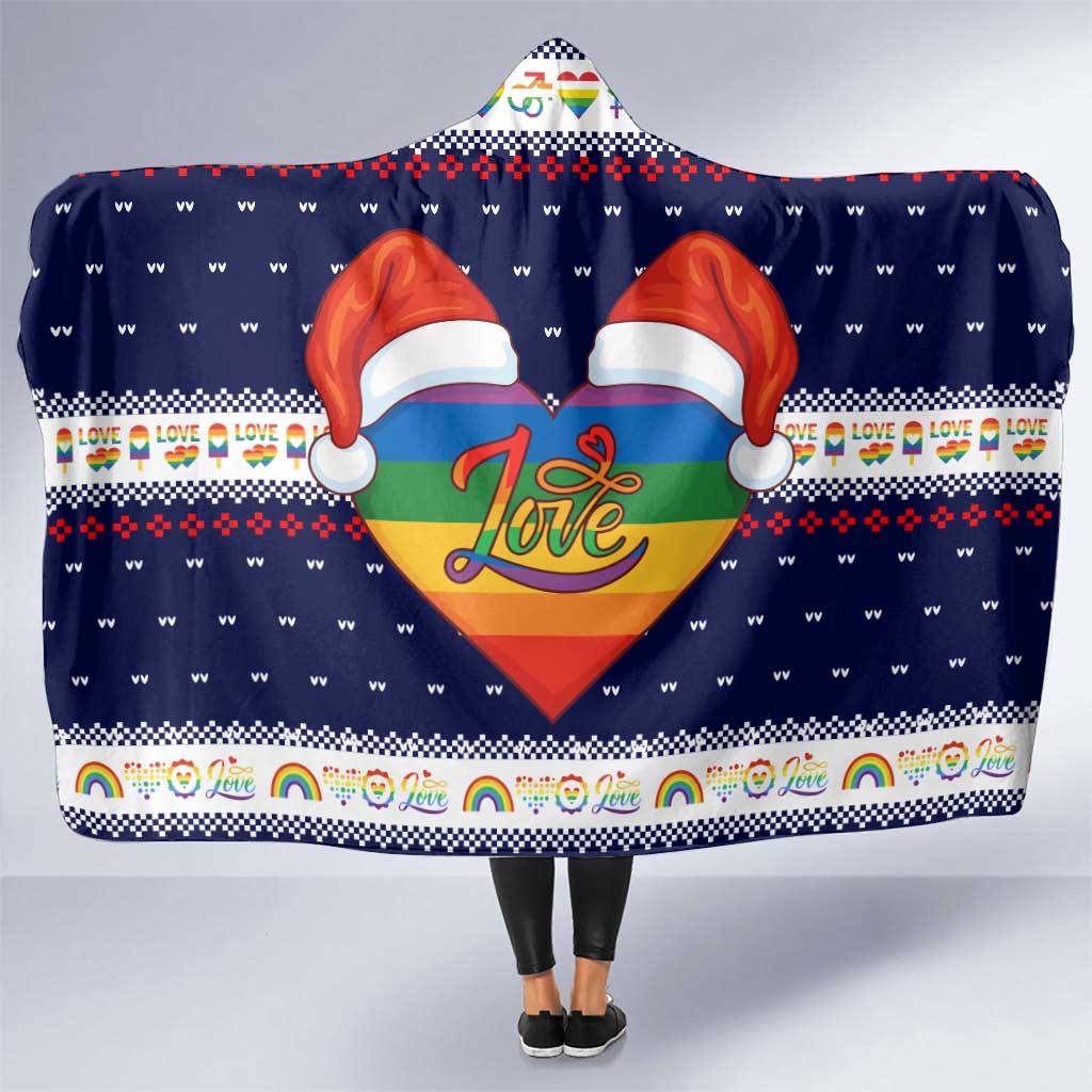 LGBT Heart Christmas Yall Christmas Hooded Blanket Xmas Holiday Patterns - Wonder Print Shop