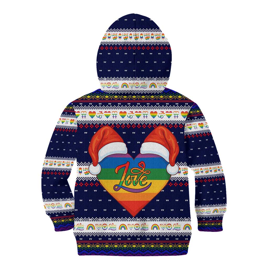 LGBT Heart Christmas Yall Christmas Kid Hoodie Xmas Holiday Patterns - Wonder Print Shop