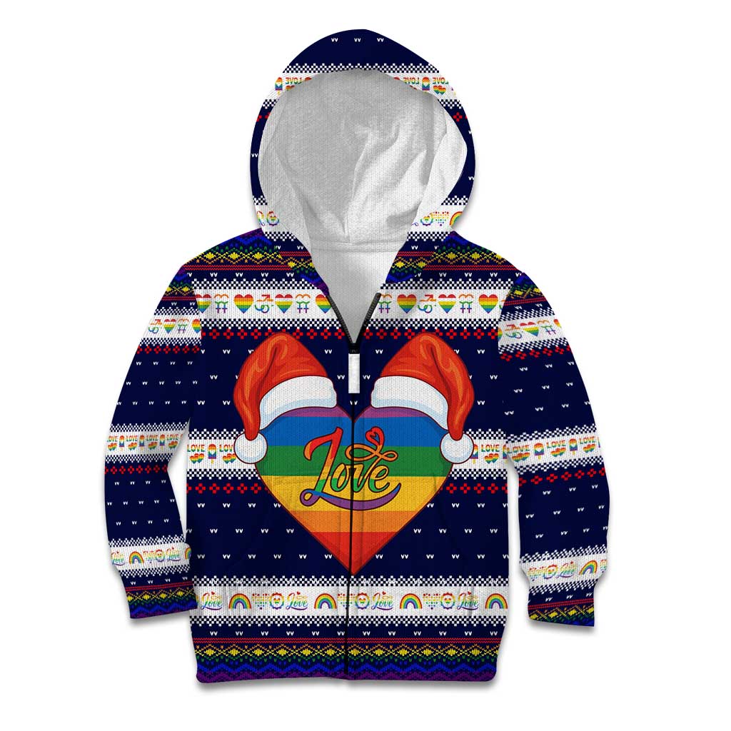 LGBT Heart Christmas Yall Christmas Kid Hoodie Xmas Holiday Patterns - Wonder Print Shop