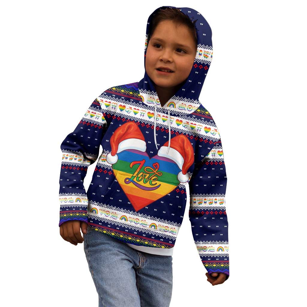 LGBT Heart Christmas Yall Christmas Kid Hoodie Xmas Holiday Patterns - Wonder Print Shop
