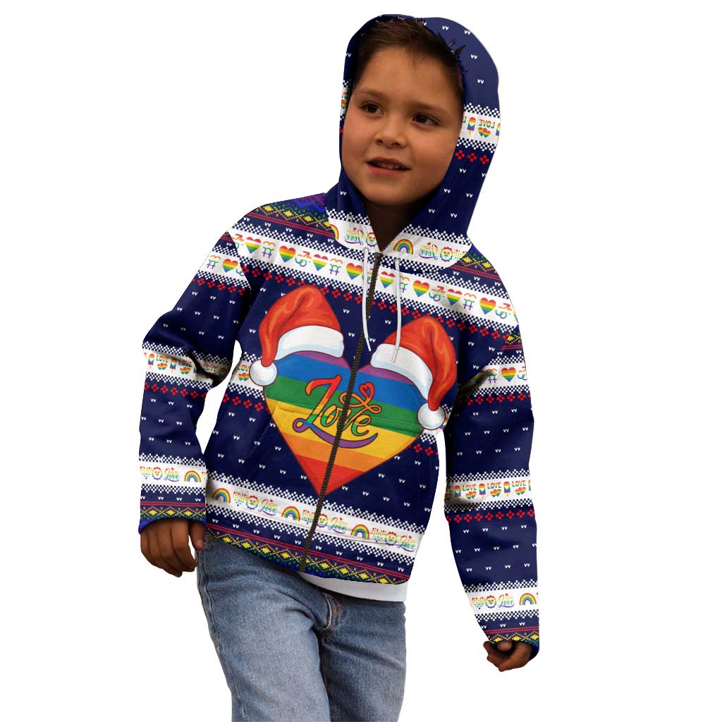 LGBT Heart Christmas Yall Christmas Kid Hoodie Xmas Holiday Patterns - Wonder Print Shop
