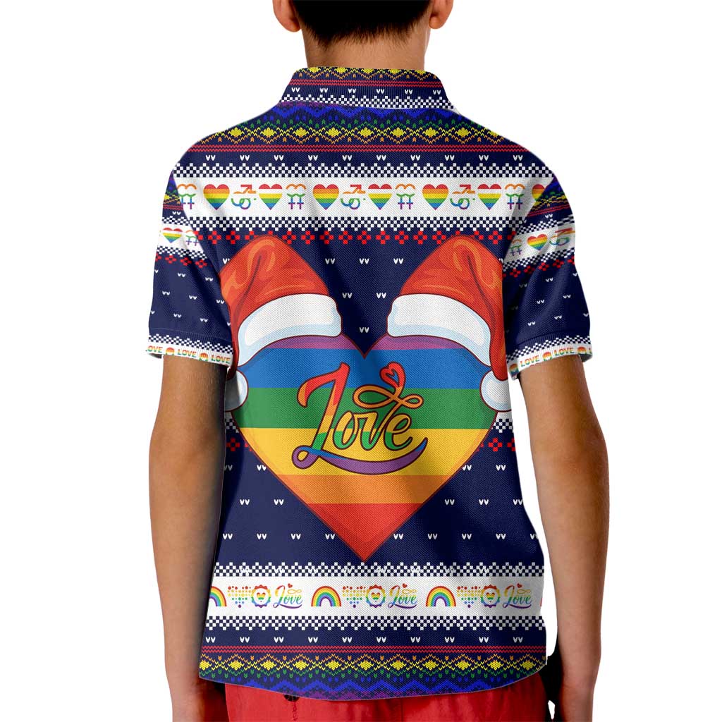 LGBT Heart Christmas Yall Christmas Kid Polo Shirt Xmas Holiday Patterns - Wonder Print Shop