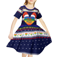 LGBT Heart Christmas Yall Christmas Kid Short Sleeve Dress Xmas Holiday Patterns - Wonder Print Shop