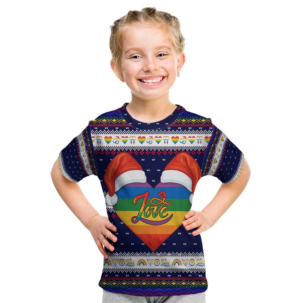 LGBT Heart Christmas Yall Christmas Kid T Shirt Xmas Holiday Patterns - Wonder Print Shop