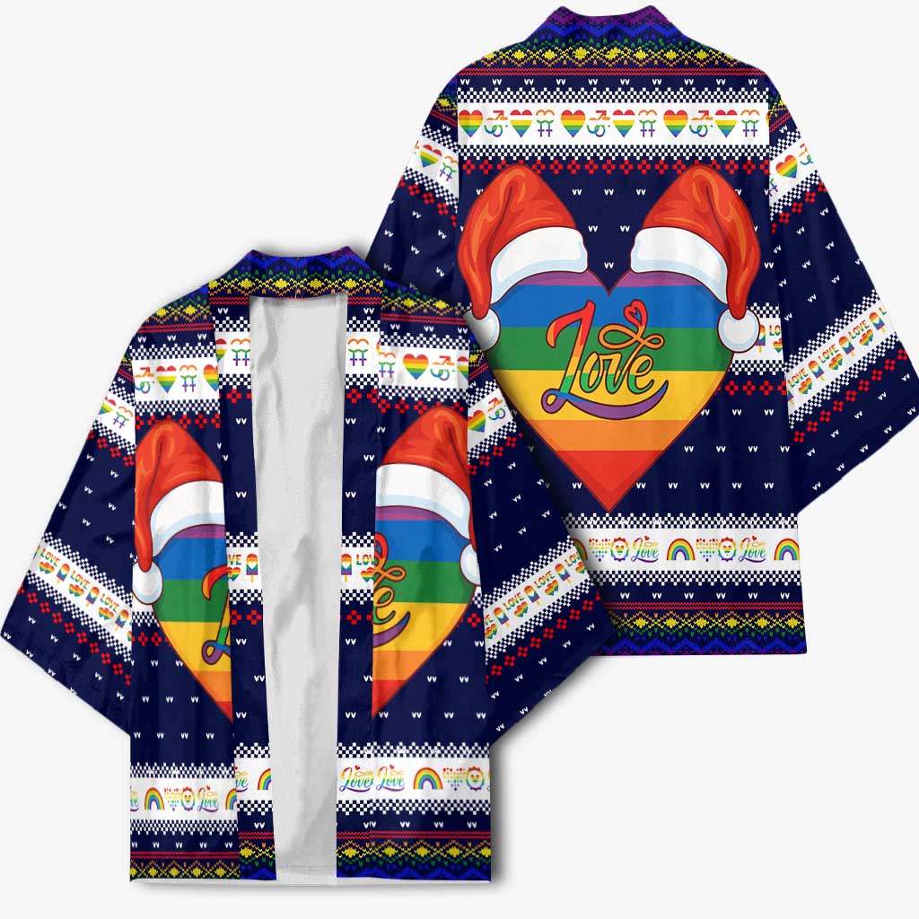 LGBT Heart Christmas Yall Christmas Kimono Xmas Holiday Patterns - Wonder Print Shop