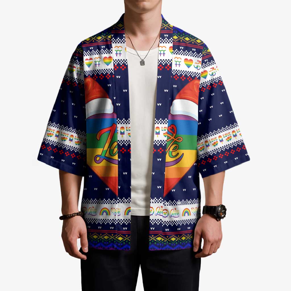 LGBT Heart Christmas Yall Christmas Kimono Xmas Holiday Patterns - Wonder Print Shop