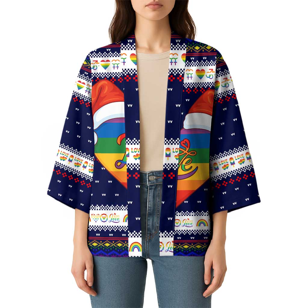 LGBT Heart Christmas Yall Christmas Kimono Xmas Holiday Patterns - Wonder Print Shop