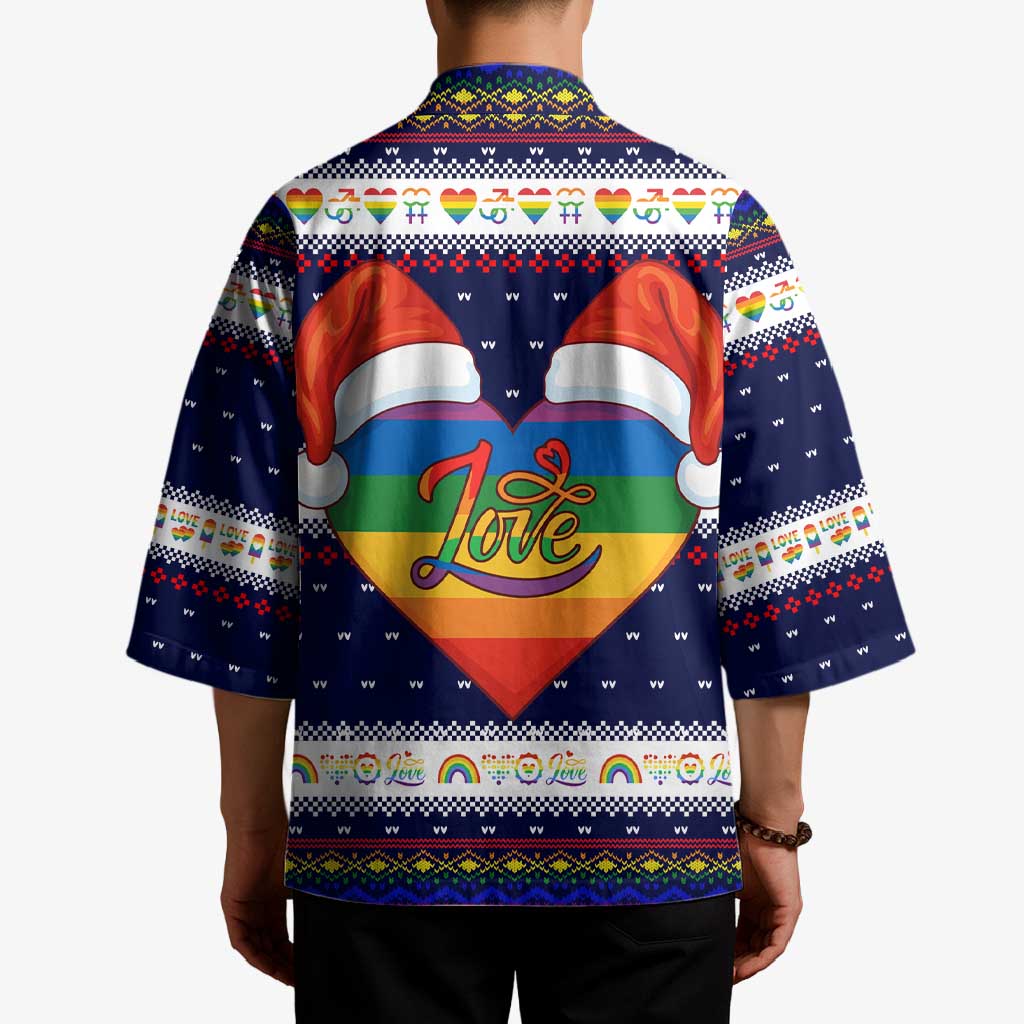 LGBT Heart Christmas Yall Christmas Kimono Xmas Holiday Patterns - Wonder Print Shop