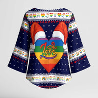 LGBT Heart Christmas Yall Christmas Kimono Sleeve Blouse Xmas Holiday Patterns - Wonder Print Shop