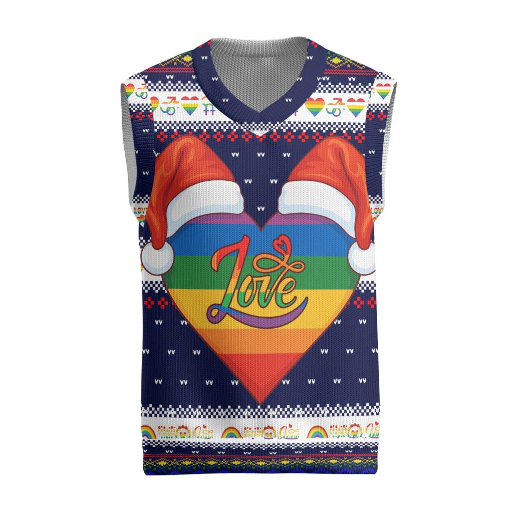 LGBT Heart Christmas Yall Christmas Knitted V-Neck Vest Xmas Holiday Patterns - Wonder Print Shop