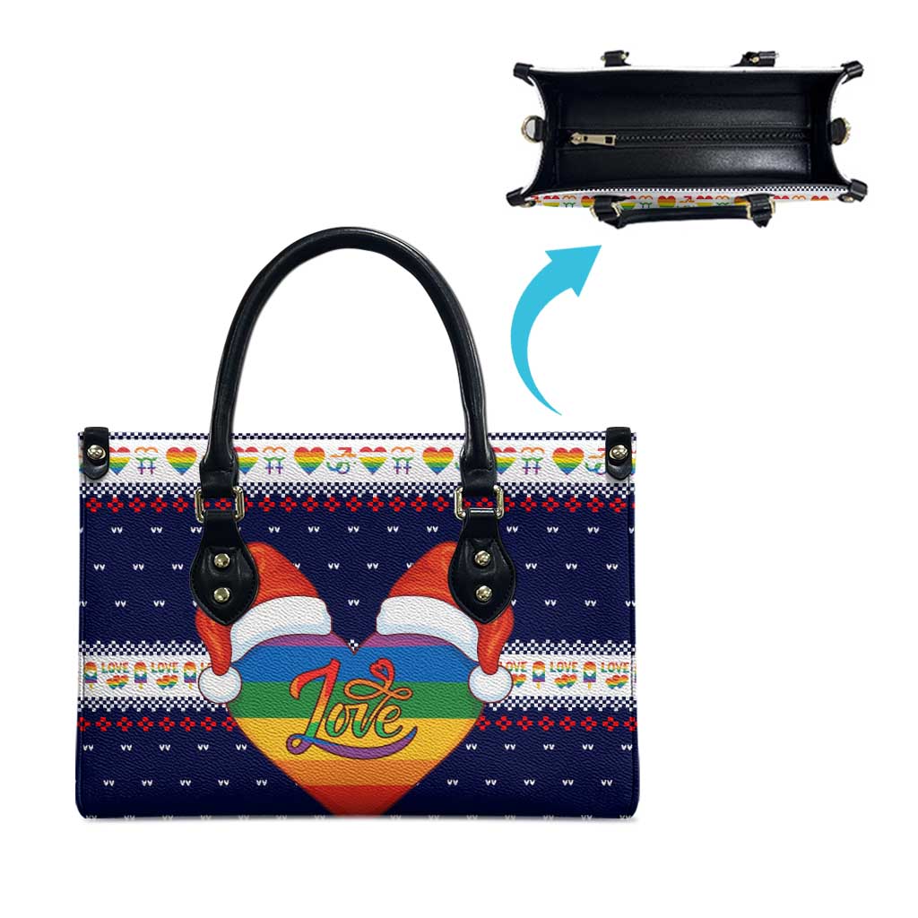 LGBT Heart Christmas Yall Christmas Leather Bag Xmas Holiday Patterns - Wonder Print Shop
