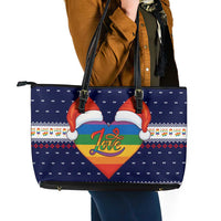 LGBT Heart Christmas Yall Christmas Leather Tote Bag Xmas Holiday Patterns - Wonder Print Shop