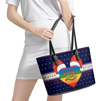 LGBT Heart Christmas Yall Christmas Leather Tote Bag Xmas Holiday Patterns - Wonder Print Shop