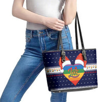LGBT Heart Christmas Yall Christmas Leather Tote Bag Xmas Holiday Patterns - Wonder Print Shop