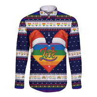 LGBT Heart Christmas Yall Christmas Long Sleeve Button Shirt Xmas Holiday Patterns - Wonder Print Shop