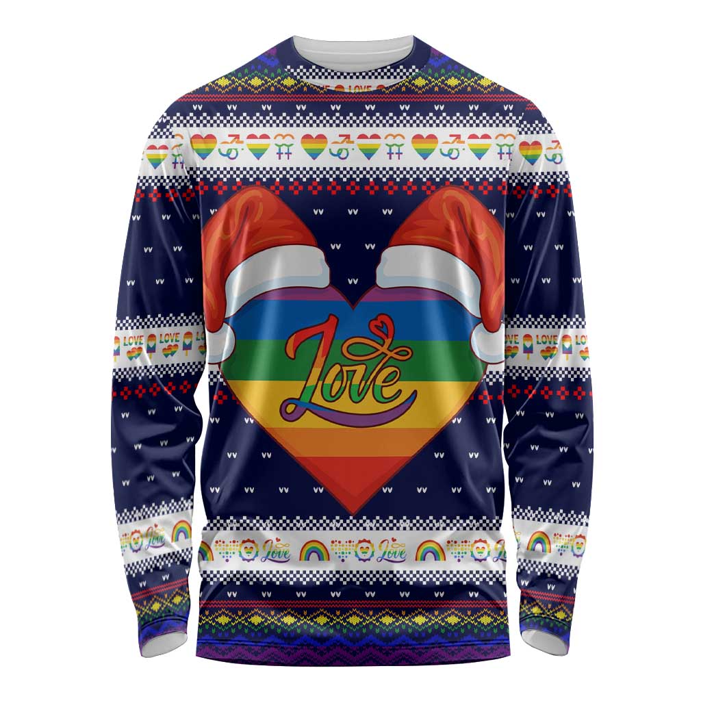 LGBT Heart Christmas Yall Christmas Long Sleeve Shirt Xmas Holiday Patterns - Wonder Print Shop